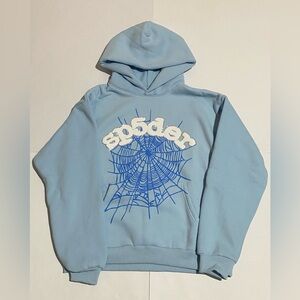 Sky Blue Rhinestone Spider Hoodie Fits A Size Large